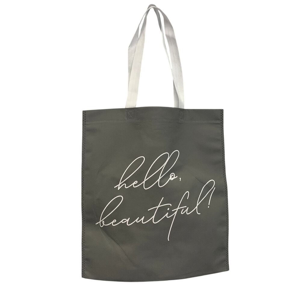 New Upcycled Hand Printed Floral Dragonfly Hello Beautiful Shopper Tote Bag - Picture 3 of 4